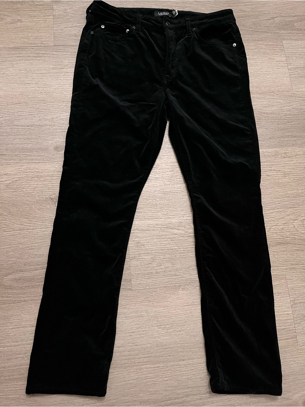 Lauren Ralph Lauren Black Corduroy Straight-Leg Pants